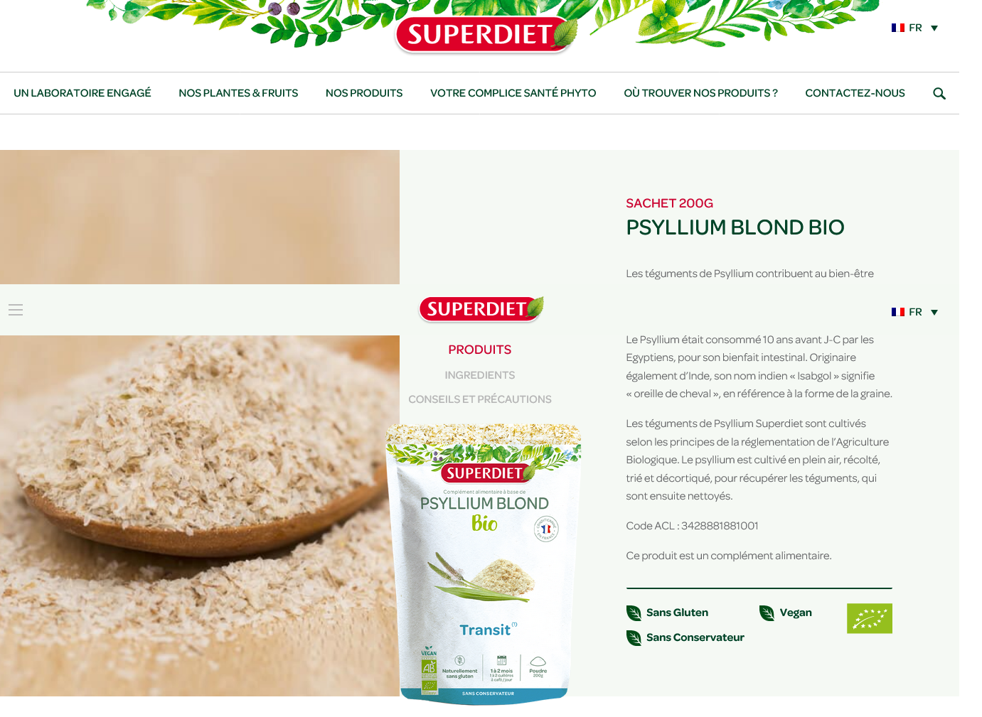 Super Diet Psyllium Blond Bio 200 g
