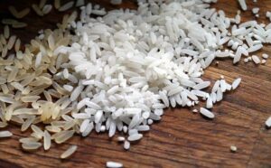 Grains de riz et protéines de riz.